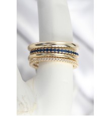 Pirinç Zirkon Taşlı Mix Renk 3'Lü Kadın Yüzük