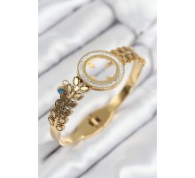 316L Çelik Zirkon Taşlı Çeyrek Takılabilir Gold Renk Kelepçe