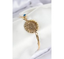 316L Çelik Nazar Boncuk Detaylı Hayat Ağacı Model İtalyan Zincir Gold Renk Kadın Bileklik