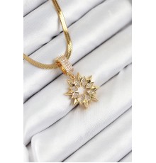 316L Çelik Zirkon Taşlı Yıldız Model Gold Renk Kadın Kolye