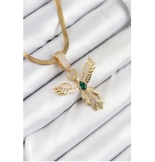 316L Çelik Zirkon Taşlı Melek Model Gold Renk Kadın Kolye