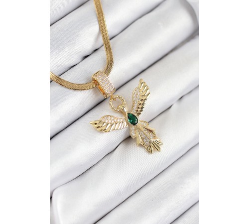 316L Çelik Zirkon Taşlı Melek Model Gold Renk Kadın Kolye 316L Çelik Zirkon Taşlı Melek Model Gold Renk Kadın Kolye
