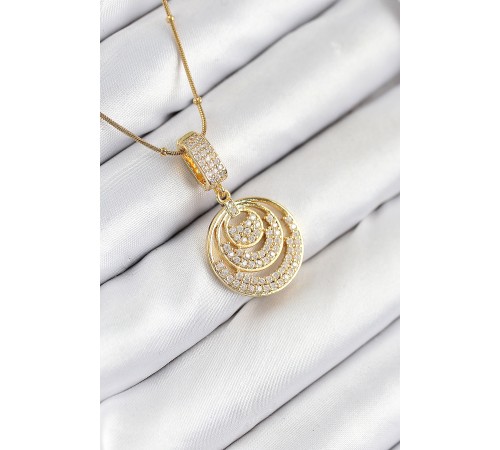 316L Çelik Zirkon Taşlı Çember Model Gold Renk Kadın Kolye 316L Çelik Zirkon Taşlı Çember Model Gold Renk Kadın Kolye