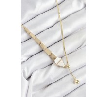 Pirinç Yılan Model Gold Renk Asansörlü Kadın Kolye