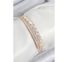 Pirinç Zirkon Taşlı Su Yolu Model Gold Renk Kadın Bileklik