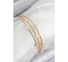 Pirinç Zirkon Taşlı Su Yolu Model Gold Renk Kadın Bileklik