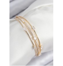 Pirinç Zirkon Taşlı Su Yolu Model Gold Renk Kadın Bileklik