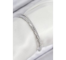 Pirinç Zirkon Taşlı Su Yolu Model Gümüş Renk Kadın Bileklik