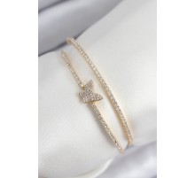 Pirinç Zirkon Taşlı Kelebek Model Gold Renk Kadın Bileklik