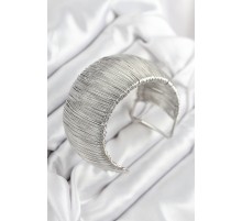 Pirinç Tel Sarma Model Gümüş Renk Kadın Bileklilk