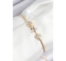 Pirinç Zirkon Taşlı Yıldız Model Gold Renk Kadın Bileklik