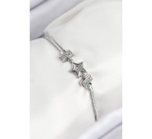 Pirinç Zirkon Taşlı Yıldız Model Gümüş Renk Kadın Bileklik