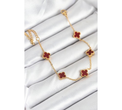 316L Çelik Gold Zincir Baby Boy Bordo Renk Bileklik