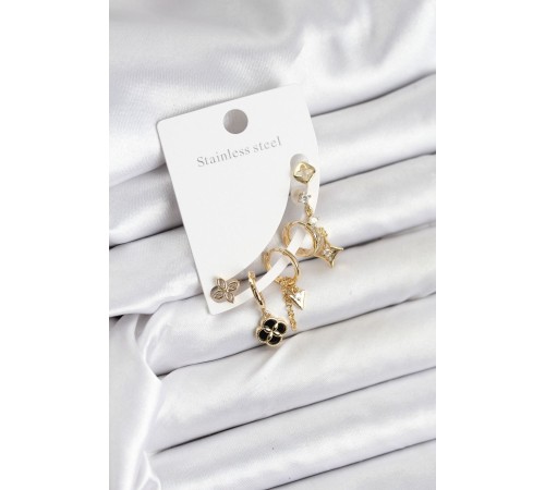 Pirinç Gold Renk Kadın Set Küpe
