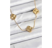 316L Çelik Zincir Gold Renk Yonca Kadın Kolye