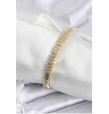 Pirinç VIP Seri Gold Renk Zirkon Taşlı Arpa Model Kadın Bileklik
