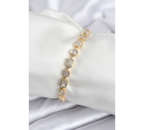 Pirinç VIP Seri Zirkon Taşlı Gold Renk Kadın Bileklik