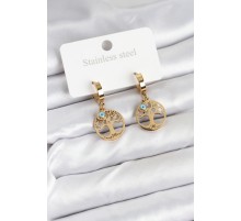 316L Çelik Yaşam Ağacı Model Kadın Küpe