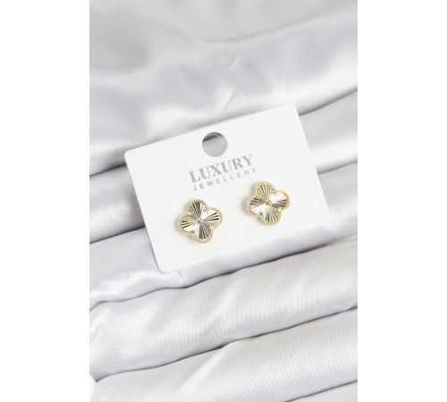 Pirinç Gold Renk Tekli Yonca Kadın Küpe Pirinç Gold Renk Tekli Yonca Kadın Küpe