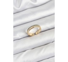 Pirinç Gold Renk Sıralı Zirkon Taşlı Kutup Yıldızı Model Kadın Yüzük