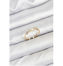 Pirinç Gold Renk Minimal Yonca Detaylı Kadın Yüzük