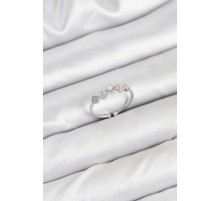 Pirinç Gümüş Renk Minimal Yonca Detaylı Kadın Yüzük