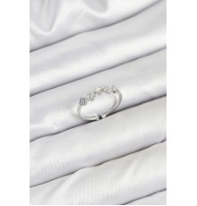 Pirinç Gümüş Renk Minimal Yonca Detaylı Kadın Yüzük