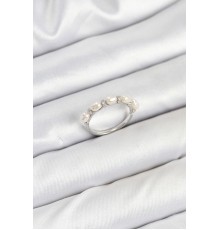 Pirinç Gümüş Renk Sıralı İncili Kadın Yüzük