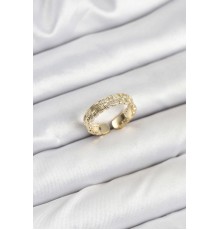 Pirinç Gold Renk Zirkon Taşlı Sırım Kadın Yüzük