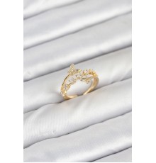 Pirinç Gold Renk Zirkon Taşlı Kelebek Model Kadın Yüzük