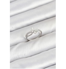 Pirinç Gümüş Renk Kelebek Zirkon Taşlı Kadın Yüzük