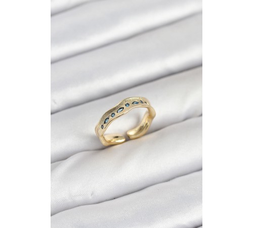 Pirinç Gold Renk Zirkon Taşlı Vintage Kadın Yüzük