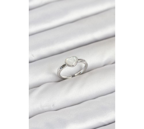 Pirinç Gümüş Renk Kalpli Kadın Yüzük