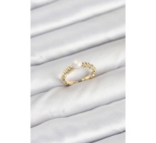 Pirinç Gold Renk Göbek İnci Model Kadın Yüzük