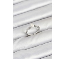 Pirinç Gümüş Renk Göbek İnci Model Kadın Yüzük