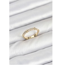 Pirinç Gold Renk Kemik Model Zirkon Taşlı Kadın Yüzük