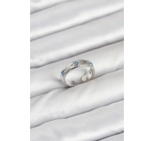 Pirinç Gümüş Renk Mavi Zirkon Taşlı Kutup Yıldızı Model Kadın Yüzük