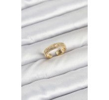 Pirinç Gold Renk Zirkon Taşlı Kutup Yıldızı Model Kadın Yüzük