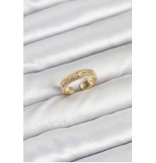 Pirinç Gold Renk Zirkon Taşlı Kutup Yıldızı Model Kadın Yüzük