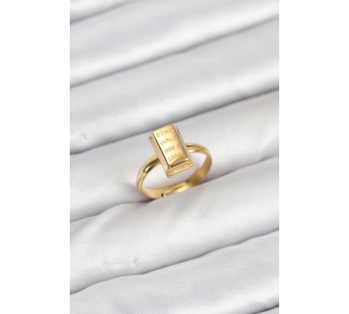 Pirinç Gold Renk Külçe Altın Model Kadın Yüzük