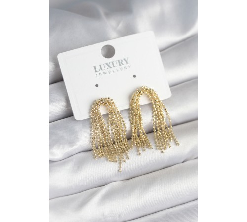 Pirinç Gold Renk Sallantılı Kadın Küpe