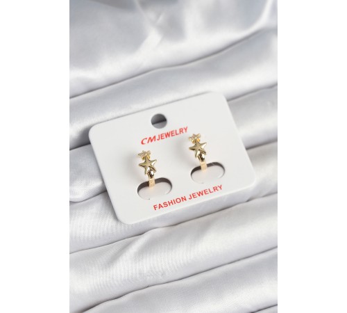 Pirinç Gold Renk Yıldız Kadın Küpe