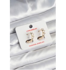 Pirinç Gold Renk Kalpli Zirkon Taşlı Kadın Küpe