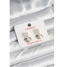 Pirinç Gold Renk Zirkon Taşlı Vintage Kadın Küpe