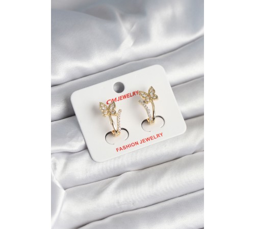 Pirinç Gold Renk Zirkon Taşlı Kelebek Model Kadın Yüzük