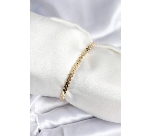 Pirinç Gold Renk Yassı Zincir Model Kadın Bileklik