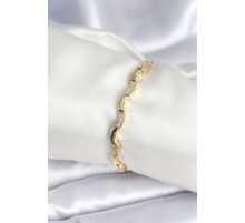Pirinç Gold Renk Dalgalı Model Kadın Bileklik