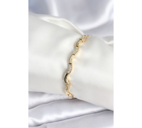 Pirinç Gold Renk Dalgalı Model Kadın Bileklik