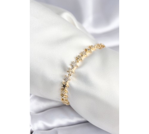 Pirinç Gold Renk Yıldız Model Kadın Bileklik