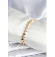 Pirinç Gold Renk Zirkon Taşlı Yonca Model Kadın Bileklik